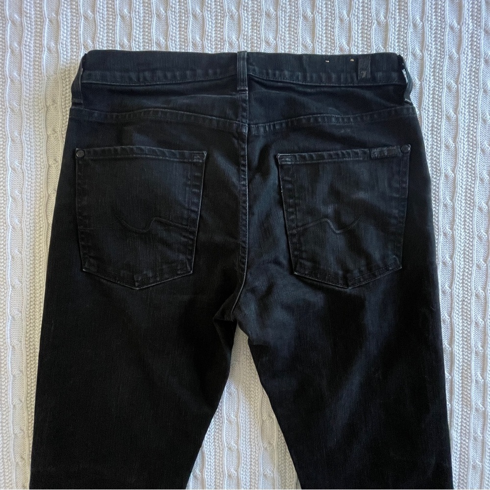 7 FOR ALL MANKIND Paxtyn Black Skinny Jeans 31 Indie Sleaze Grunge Luxe Tailored - Picture 6 of 13
